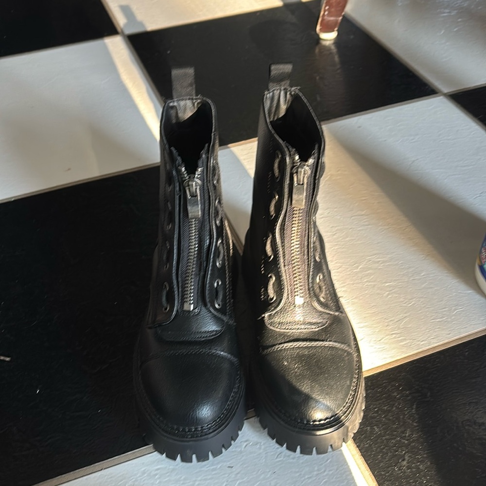 Zip Up Platform Combat Boots